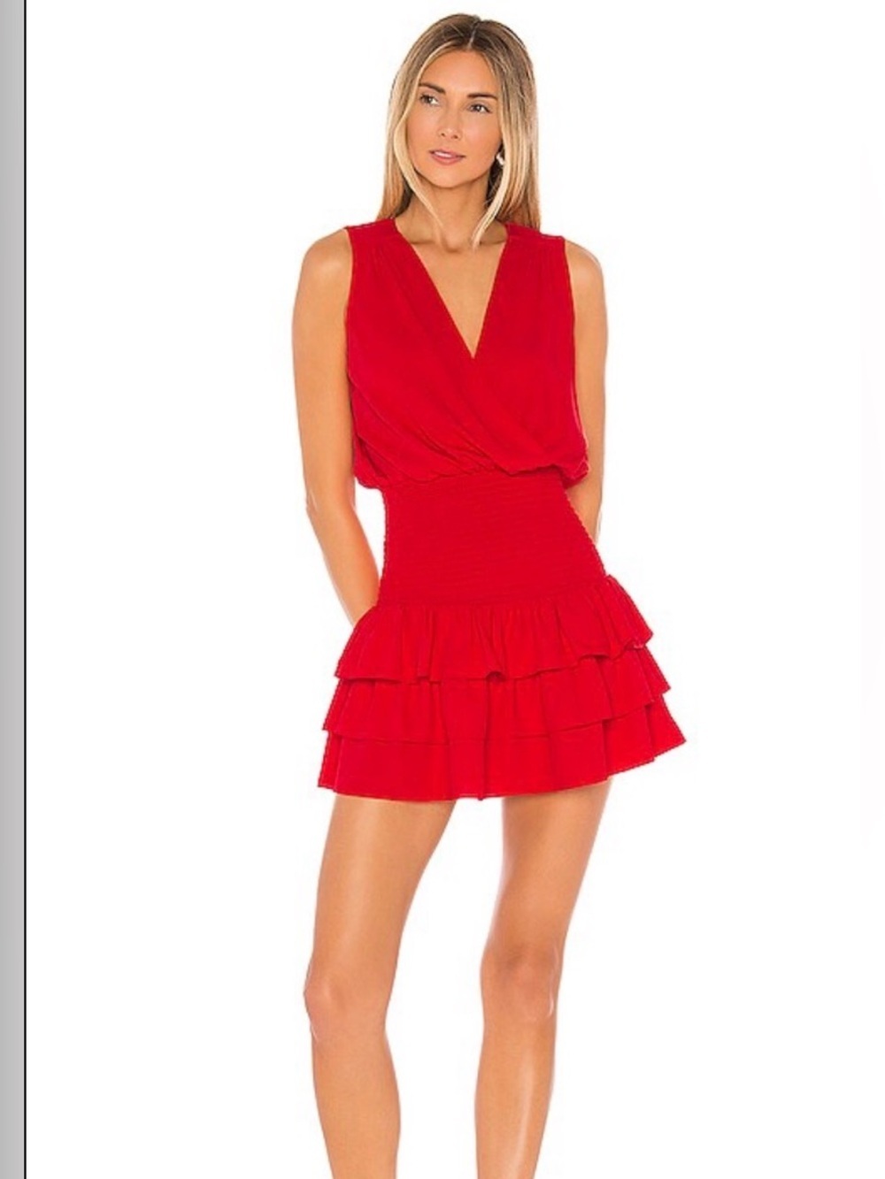 Amanda Uprichard Vibrant Red Dress with Cinched Waist Size M